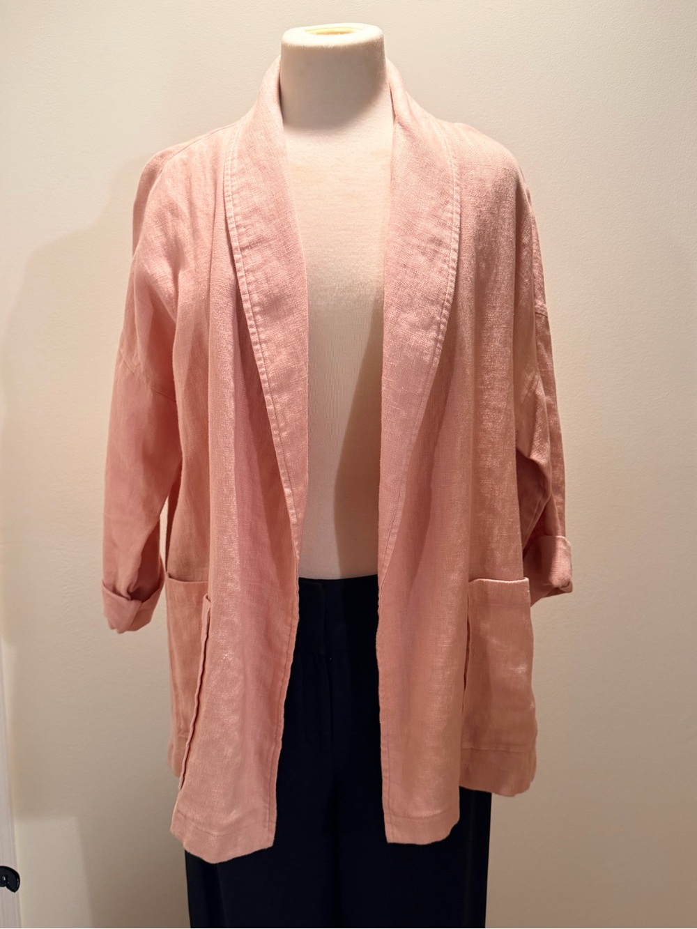 Eileen Fisher Dusty Rose Open-Front Lounge Robe Jacket